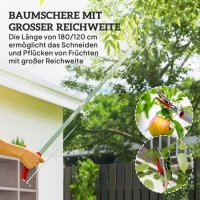 Outsunny 1,8 m Baumschere, Astscheren zum Schneiden, Gartenschneider mit Aluminiumgriff, Langstielige Gartenschere, Rot(m-4)