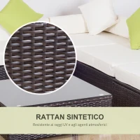 Outsunny Set Giardino Esterno 6 Pezzi in Rattan PE, Salotto da Giardino con Divano Angolare e Pouf con Cuscini Lavabili, Marrone(m-5)