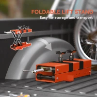 HOMCOM 500 kg Motorcycle Scissor Lift Jack, Heavy Duty Steel Adjustable Motorbike Lifting Hoist Stand with Safety Pin, Foldable Lifter for Dirt Bike Repair Maintenance, 45x15 cm Large Platform, Orange(m-8)