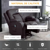 HOMCOM Fotoliu Relaxare – Masaj, incalzire & Rabatare Piele Eco(m-5)