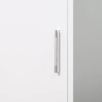 kleankin Mobile Colonna Bagno in Legno a 5 Ripiani con Anta a Specchio Apribile, 32x28x162 cm, Bianco(m-8)