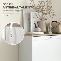 HOMCOM Scarpiera Salvaspazio a 3 Cassetti con Ripiani Regolabili su 2 Livelli, in Legno, 60x23.5x115 cm, Bianco(m-7)