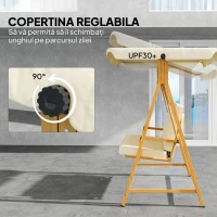 Outsunny Balansoar de Grădină 3 Locuri cu Acoperiș și Perne 195x120x170cm Bej(m-5)