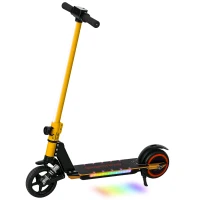 SPORTNOW Folding Electric Scooter for Kids, with Dual Brakes, Front Suspension, LED Colourful Lights, Gold Tone(m-1)