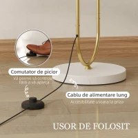 HOMCOM Lampă de Podea cu Comutator Pedală și Abajur Textil Auriu(m-6)