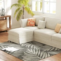 HOMCOM UV Resistant Indoor & Outdoor Area Rug, Easy-Cleaning Machine Washable Rug for Patio, Garden, Kitchen, Bathroom or Living Room, 170 x 120 cm, Grey(m-11)