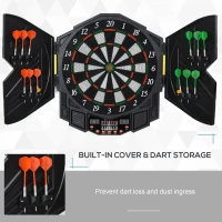 HOMCOM DART BOARD SET ELECTRONIC DARTBOARD LED DIGITAL SCORE DISPLAY SOFT TIP 27 GAMES SPEAKER SOUND WITH DARTS(m-5)
