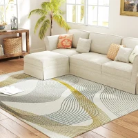 HOMCOM Modern Area Rug, Machine Washable Rug, Allergy-Friendly Floor Carpet for Living Room, Bedroom, Dining Room, Home Office, 230 x 160 cm, Cream White(m-11)