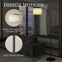 HOMCOM Lampă de Podea Reglabilă, cu Telecomandă și Cronometru de 1 oră, Abajur Rotativ, Negru(m-9)
