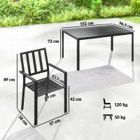 Outsunny Seven-Piece Minimal Metal Garden Dining Set, with Parasol Hole - Black(m-3)