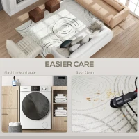 HOMCOM Modern Area Rug, Swirl Pattern Machine Washable Rug, Allergy-Friendly Floor Carpet for Living Room, Bedroom, Dining Room, Home Office, 230 x 160 cm, Cream White(m-6)