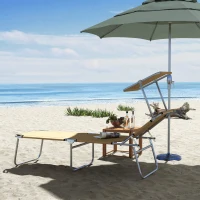 Outsunny Sun Lounger, with Adjustable Face Canopy - Brown(m-2)