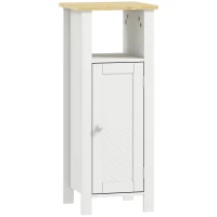 kleankin Slim Bathroom Storage Unit with Open Shelf, Bathroom Storage Cabinet with Adjustable Shelf, 32 x 30 x 80 cm, White(m-1)