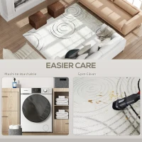 HOMCOM Modern Area Rug, Swirl Pattern Machine Washable Rug, Allergy-Friendly Floor Carpet for Living Room, Bedroom, Dining Room, Home Office, 170 x 120 cm, Cream White(m-6)