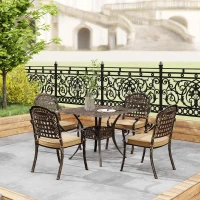 Outsunny Five-Piece Cast Aluminium Garden Dining Set - Bronze Tone(m-9)