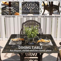 Outsunny Five-Piece Cast Aluminium Garden Dining Set - Bronze Tone(m-6)