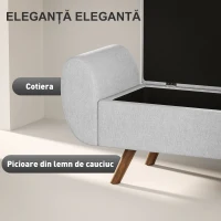HOMCOM Bancă cu Spațiu de Depozitare cu Cotiere din Țesătură și Lemn 132x42x50 cm Gri(m-4)
