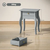 HOMCOM French Style Side Table with Drawer - Grey(m-3)