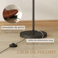 HOMCOM Lampă de Podea Reglabilă, cu Telecomandă și Cronometru de 1 oră, Abajur Rotativ, Negru(m-5)