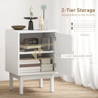 HOMCOM Rattan Bedside Table for Bedroom - White(m-6)