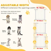 PawHut Deurhek, montage zonder boren, verstelbare breedte 75-96 cm, met één hand te openen, metaal, wit, 76 cm hoog(m-4)