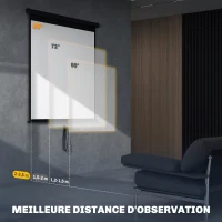 HOMCOM Écran de projection TV et Home Cinema de 85 Pouces vidéo projecteur 1:1 4K HD, 146L x 146H cm(m-6)