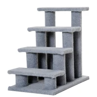 PawHut Dog Steps for Bed 4 Step Pet Stairs for Sofa Dog Cat Climb Ladder 63x43x60 cm Grey(m-11)