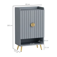 HOMCOM Modern Shoe Cabinet with 2 Doors, Open Shelf and Adjustable Shelves, 15 Pair Hallway Shoe Cupboard, Entryway Storage Unit, Light Grey(m-3)