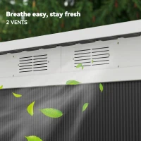 Outsunny 9ft x 4ft Metal Garden Shed, Outdoor Tool House with Foundation Kit, Ventilations and Double Doors, Dark Grey(m-8)