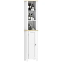 kleankin Slim Bathroom Storage Unit with Open Compartment, Bathroom Storage Cabinet with Adjustable Shelf, 34 x 23 x 165 cm, White(m-10)