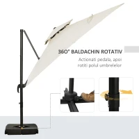 Outsunny Umbrelă de Grădină 2.7x2.7 m Reglabilă cu Bază și Husă Bej(m-5)