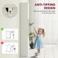 HOMCOM Narrow Bathroom Cabinet, Slim Bathroom Storage Unit with Open Compartment, Freestanding Storage Cupboard with Adjustable Shelves for Small Spaces, 30 x 24 x 170 cm, White(m-7)