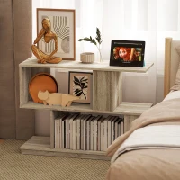 HOMCOM Tavolino da Caffè Moderno a S con 3 Ripiani per Soggiorno e Salotto, 90x30x61 cm, Legno(m-8)