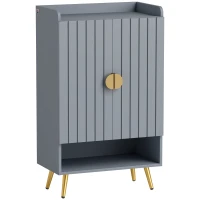 HOMCOM Modern Shoe Cabinet with 2 Doors, Open Shelf and Adjustable Shelves, 15 Pair Hallway Shoe Cupboard, Entryway Storage Unit, Light Grey(m-1)