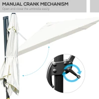 Outsunny umbrelă suspendată înclinabilă cu manivelă și bază în cruce, crem(m-6)