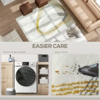 HOMCOM Modern Area Rug, Machine Washable Rug, Allergy-Friendly Floor Carpet for Living Room, Bedroom, Dining Room, Home Office, 170 x 120 cm, Cream White(m-6)