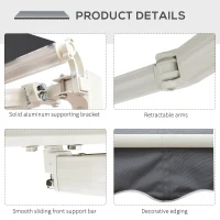 Outsunny 2.5m x 2m Garden Patio Manual Awning Canopy Sun Shade Shelter Retractable with Winding Handle Grey(m-7)