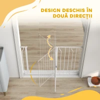 PawHut Poartă de Siguranță pentru Câini din Oțel și ABS, Poartă Extensibilă pentru Câini pentru Scări și Uși, 75-115 cm, Alb(m-8)