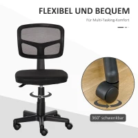 Vinsetto Bürostuhl Ergonomischer Schreibtischstuhl, Höhenverstellbarer Drehstuhl, Platzsparend Schwarz(m-6)