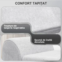 HOMCOM Bancă cu Spațiu de Depozitare cu Cotiere din Țesătură și Lemn 132x42x50 cm Gri(m-6)