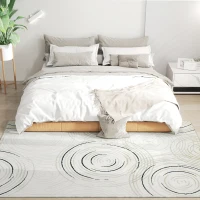 HOMCOM Modern Area Rug, Swirl Pattern Machine Washable Rug, Allergy-Friendly Floor Carpet for Living Room, Bedroom, Dining Room, Home Office, 230 x 160 cm, Cream White(m-2)