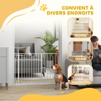 PawHut Barrière de sécurité barrière pour animal domestique longueur réglable dim. 75-115L x 76H cm blanc(m-7)