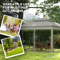 Outsunny 3 x 3(m) Pop Up Gazebo, Double-roof Garden Tent with Netting and Carry Bag, Party Event Shelter for Outdoor Patio, Dark Grey(m-4)