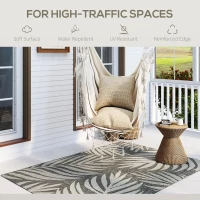 HOMCOM UV Resistant Indoor & Outdoor Area Rug, Easy-Cleaning Machine Washable Rug for Patio, Garden, Kitchen, Bathroom or Living Room, 170 x 120 cm, Grey(m-5)