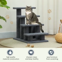 PawHut Dog Steps for Bed 4 Step Pet Stairs for Sofa Dog Cat Climb Ladder 63x43x60 cm Grey(m-6)