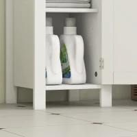 kleankin Slim Bathroom Storage Unit with Open Shelf, Bathroom Storage Cabinet with Adjustable Shelf, 32 x 30 x 80 cm, White(m-9)