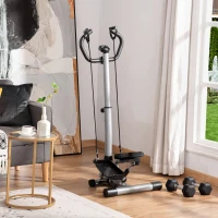 HOMCOM Stepper avec guidon réglable en hauteur, écran LCD, pour appartement, bureau, salon, salle de sport, argent et noir(m-2)