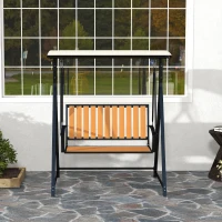 Outsunny Hollywoodschaukel mit verstellbarem Sonnendach, 2-Sitzer Gartenschaukel 142 x 112 x 162cm, Schwarz(m-7)