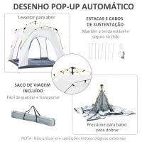 Outsunny Tenda de Campismo para 2 Pessoas Tenda de Campismo Pop UP com 4 Janelas e Bolsa de Transporte 240x240x199 cm Cinza(m-5)
