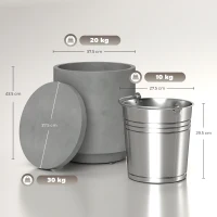 HOMCOM Buitentafel, Bijzettafel met Koeler, IJsemmer, Lichtgrijs(m-3)